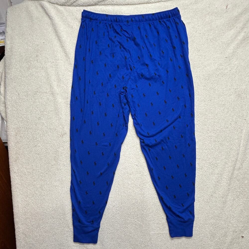 Polo Ralph Lauren Jogger Mens XL Blue Allover Pony Logo Pajama Pants Cotton NEW - Picture 10 of 10